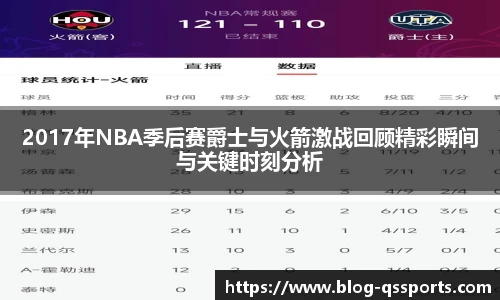 2017年NBA季后赛爵士与火箭激战回顾精彩瞬间与关键时刻分析